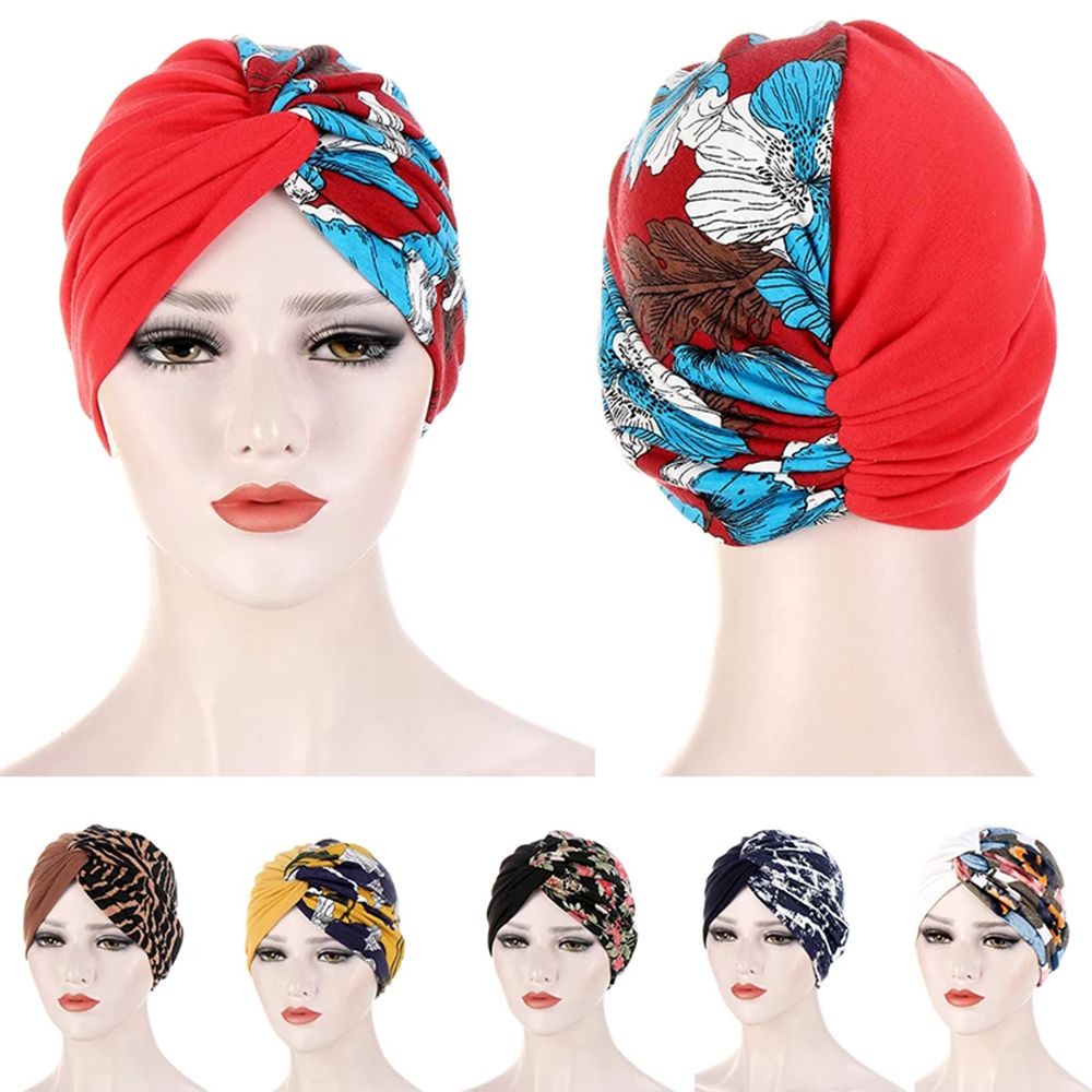 Mũ turban thắt nút co giãn họa tiết hoa nhiều màu thời trang cho nữ