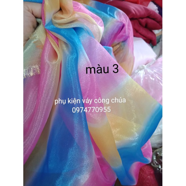 Voan kính  cầu vồng ánh nhũ .