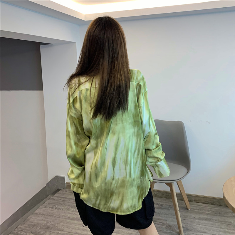 Women Shirt Lapel Korean Fashion Printing Long Sleeves Loose Casual | BigBuy360 - bigbuy360.vn