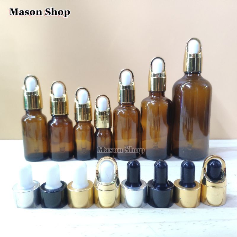 LỌ ĐỰNG TINH DẦU thủy tinh BÓP GIỌT QUAI 5ml 10ml 15ml 20ml 30ml 50ml 100ml VỎ CHAI CHIẾT SERUM MỸ PHẨM TRONG/NÂU