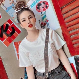 Áo phông chữ dập nổi Celine