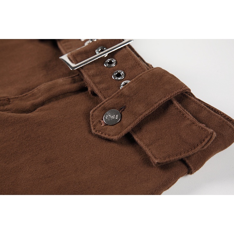 Quần Short Lưng Cao Phối Khóa Thời Trang Đường Phố Cá Tính Cho Nữ