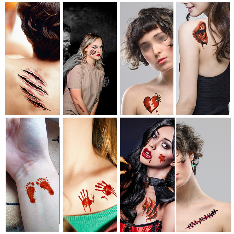 Hình Xăm Dán Tạm Thời Chống Nước Phong Cách Halloween Độc Đáo