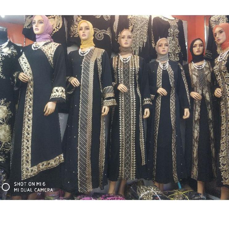 Bàn Tính Abaya Màu Đen Vàng Thêu Họa Tiết Thổ Nhĩ Kỳ Độc Đáo Frk31