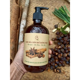 Nước rửa chén khử mùi quế - từ quế, sả, enzim bồ hòn, enzyme hoa quả lên men quảng ngãi - 500ml - thiên nhiên, organic