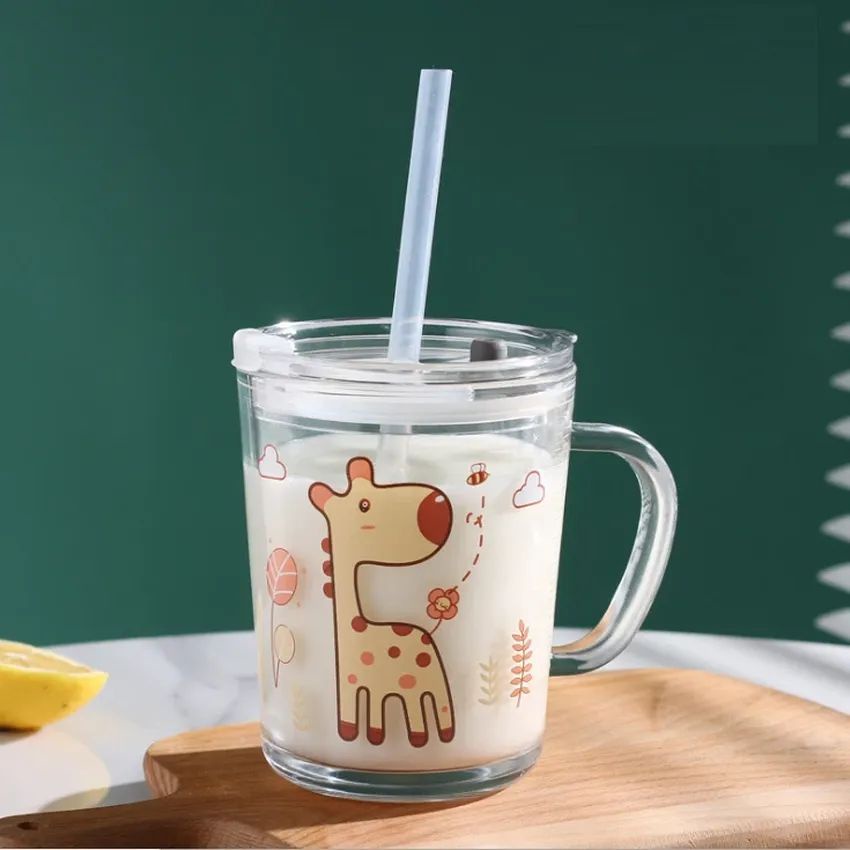 Ly thủy tinh 3 in 1 chia vạch siêu tiện lợi cốc giữ nhiệt có nắp đậy chân không 400ml tặng ống hút thủy tinh Angola_Shop