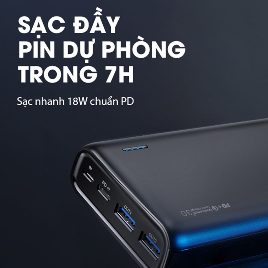 Pin Sạc Dự Phòng VIVAN VPB-A20 Dung Lượng 20000MAH Công Suất Lớn22.5W Hỗ Trợ Sạc Nhanh 5A Chuẩn PD QC 3.0 VOOC