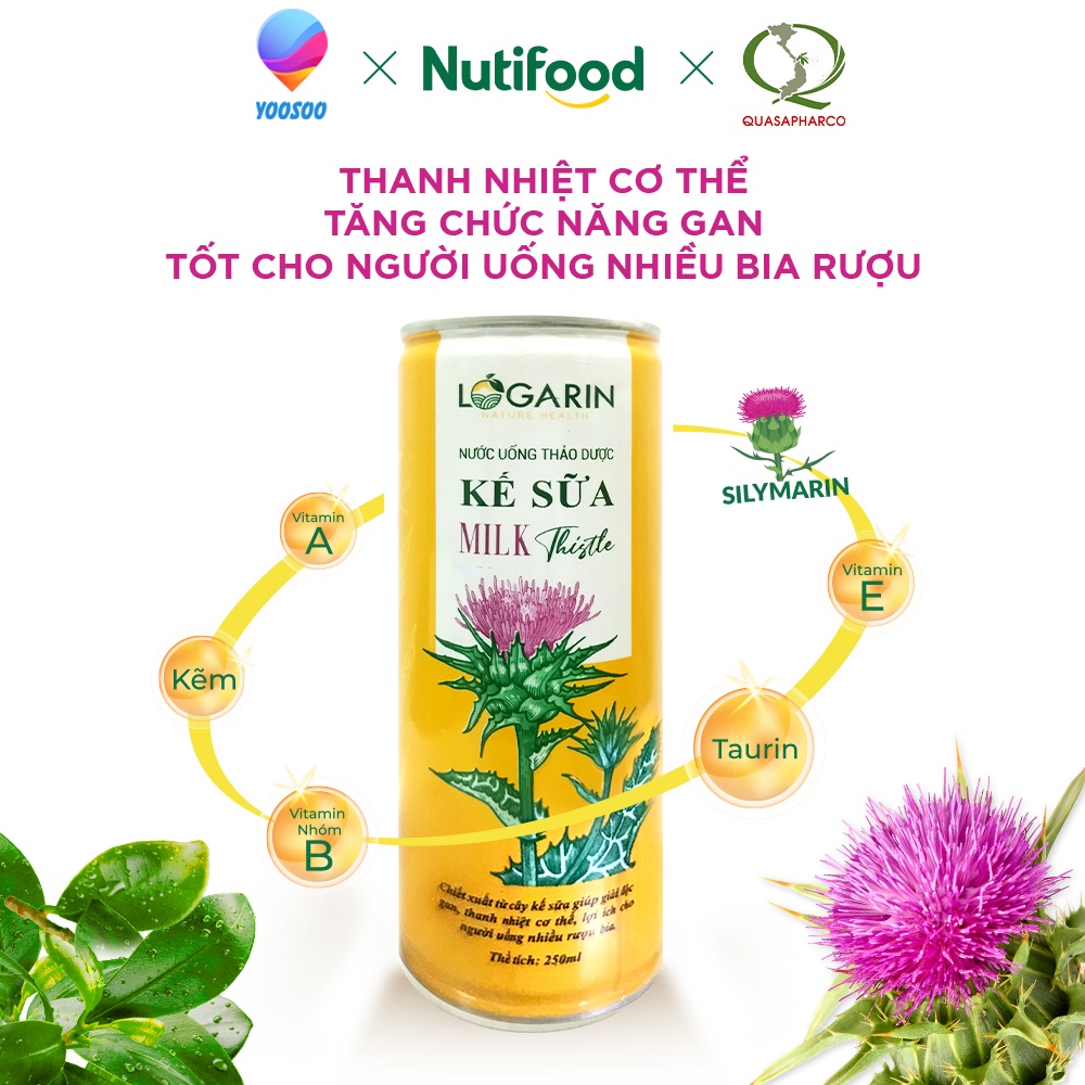 COMBO 03 LON NƯỚC UỐNG THẢO MỘC KẾ SỮA LOGARIN LON 250ML - NUTIFOOD - YOOSOO MALL