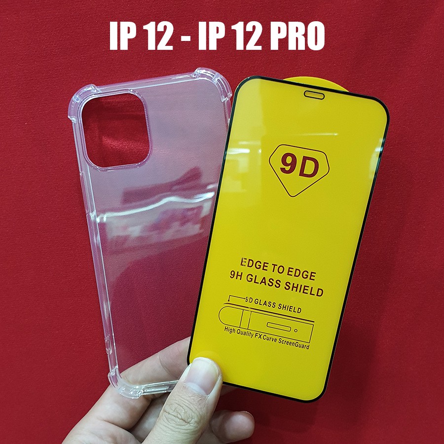 Ốp lưng dẻo chống sốc - Kính cường lực phủ màn hình Iphone 12 - Iphone 12 Pro 6.1 inch
