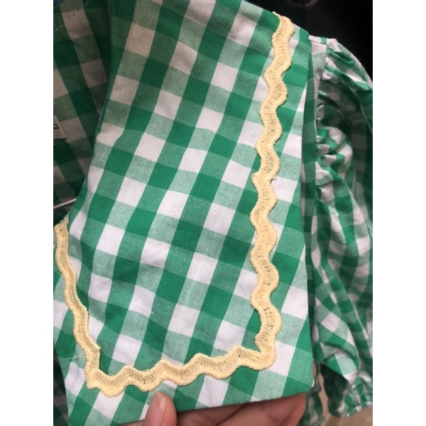 Đầm babydoll caro xanh lá cavangclothing