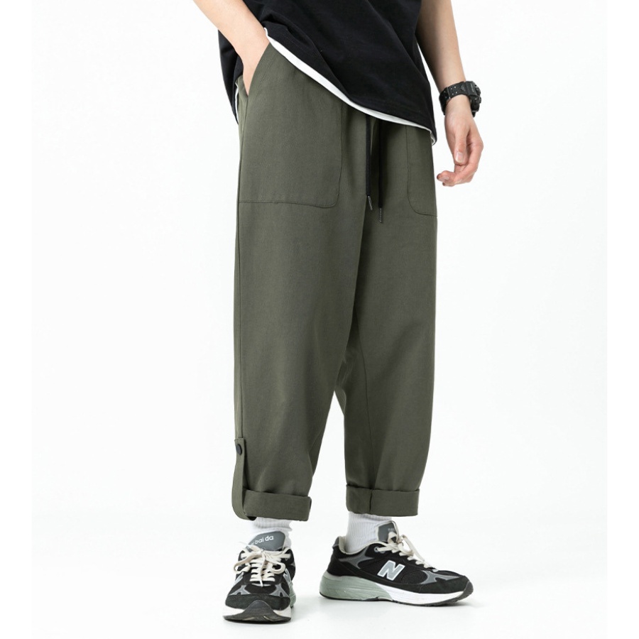 Quần baggy cúc kaki trơn