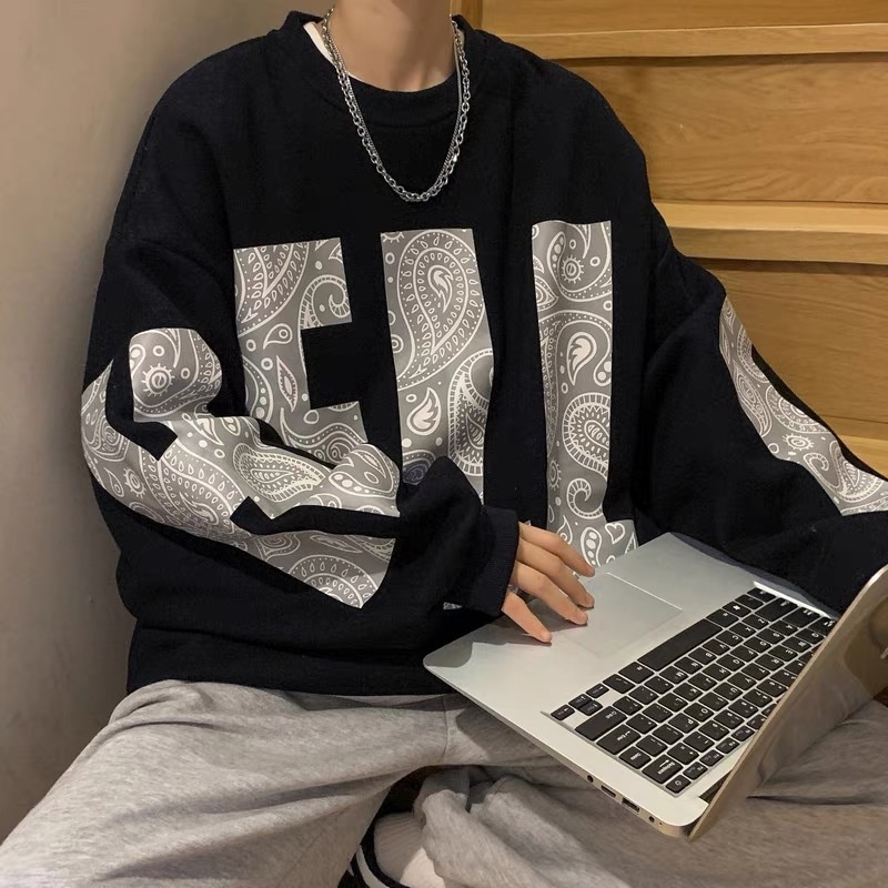 Áo Nỉ Nam Cổ Tròn oversize Phong Cách Retro Mỹ Mới Nhất Dành Cho Mùa Thu Fru126