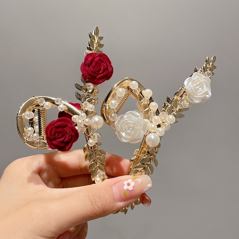 Kẹp Tóc Kim Loại Hình Hoa Hồng Sang Trọng Cho Nữ