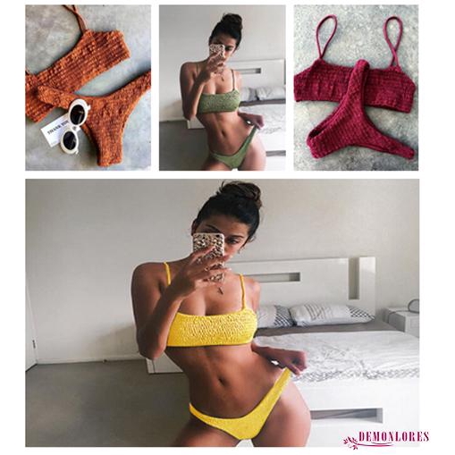 Set đồ bơi 2 mảnh màu trơn thời trang quyến rũ cho nữ