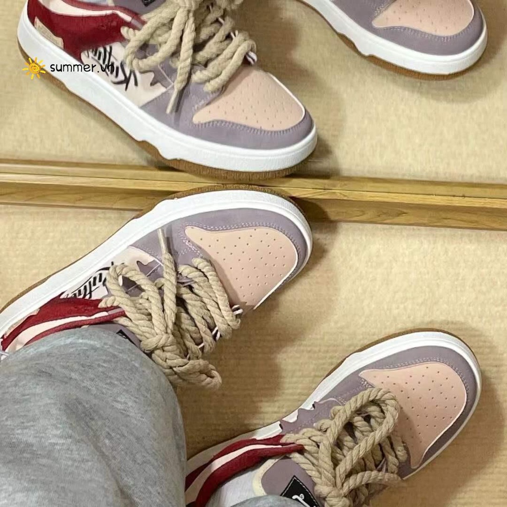 Giày Thể Thao Buộc Dây Gai Dầu Họa Tiết Graffiti Phong Cách Mới 2022