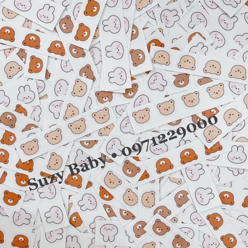 Sticker nền trắng mini chống thấm nước, dán bình sữa, đồ dùng cho bé!