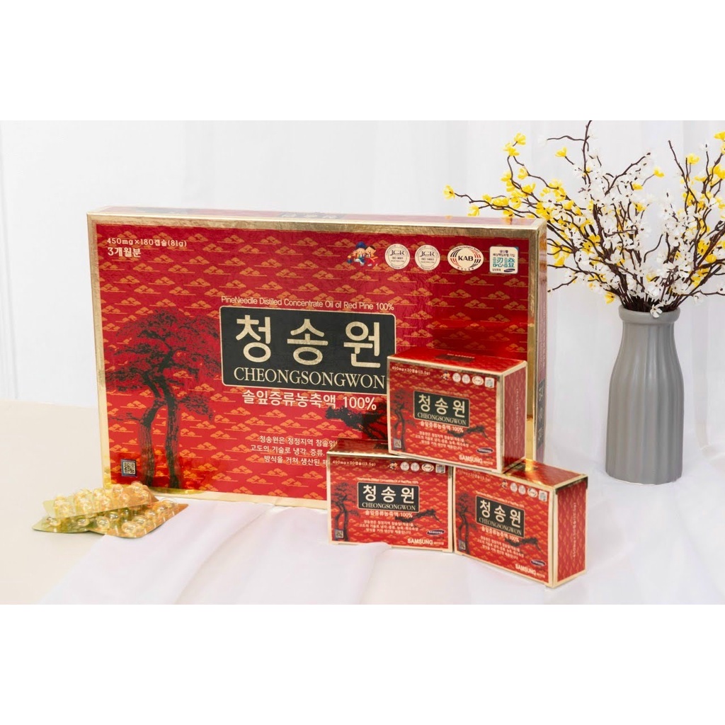 Tinh Dầu Thông Đỏ Cheongsongwon Hàn Quốc Hộp Đỏ 180v - linhnhikorea