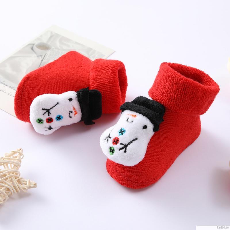 Vớ cotton hoạt hình Giáng sinh dễ thương chống trượt cho bé sơ sinh 0-1 tuổi