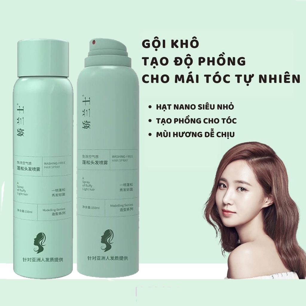 Dầu gội khô tạo phồng 200ml dạng xịt gội đầu khô không cần nước dùng cho nam và nữ không bết tóc MOCCO Nội địa trung