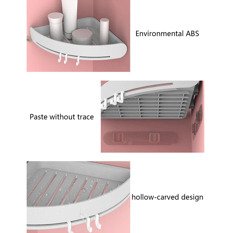 Kệ Đựng Đồ Dùng Gắn Góc Tường Siêu Dính Chống Thấm Nước Tiện Dụng Cho Nhà Tắm