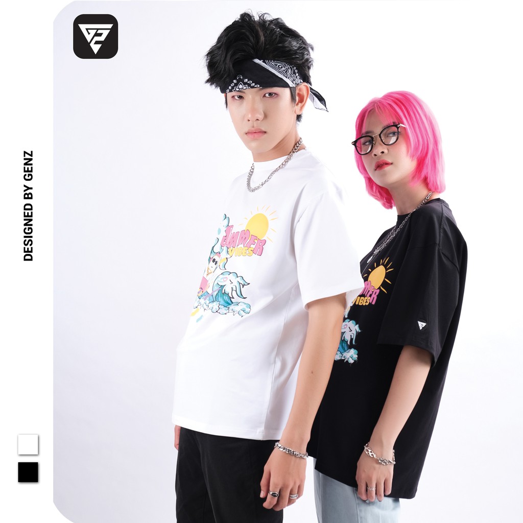 Áo thun tay lỡ GENZ phông Unisex nam nữ Cotton oversize form rộng Water-Skiing Tee | BigBuy360 - bigbuy360.vn