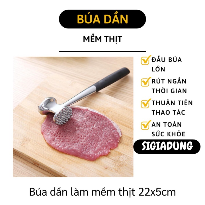 GIÁ SỈ Búa dần làm mềm thịt 22x5cm rút ngắn thời gian chế biến, chất liệu hợp kim nhôm bền và an toàn 8961