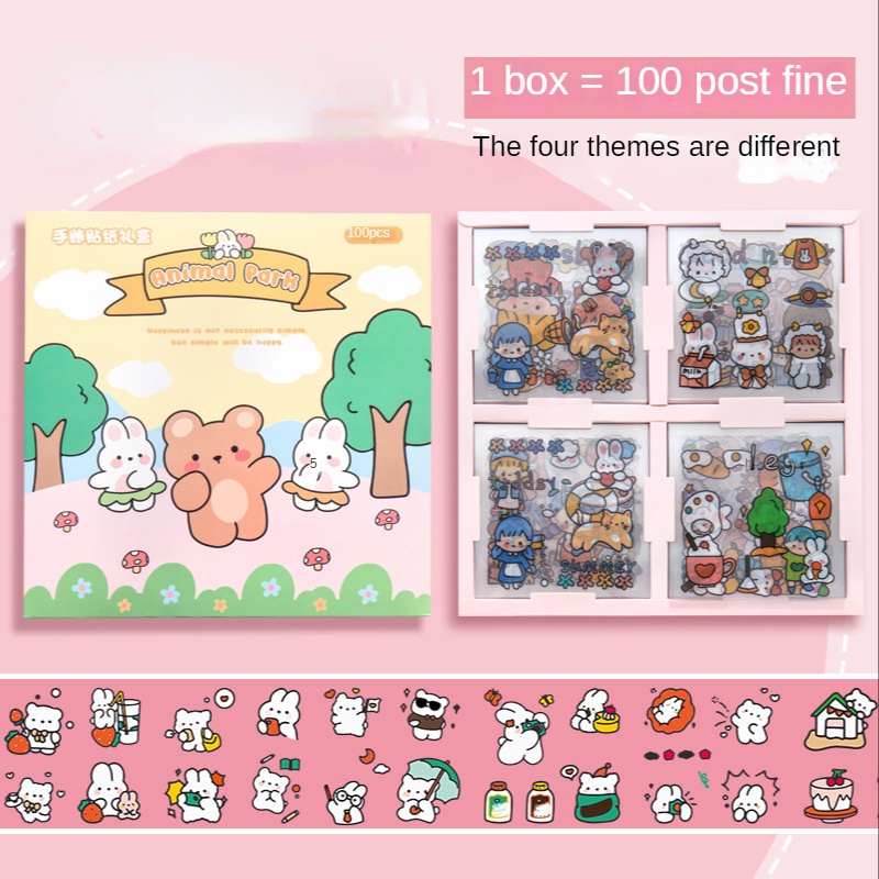 Set 100 Tờ Miếng Dán Họa Tiết Dễ Thương Dùng Trang Trí Sáng Tạo Cho Bé Gái