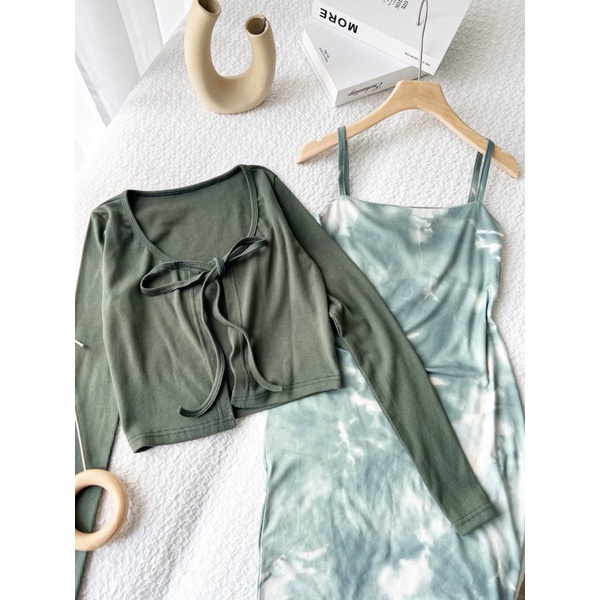 Set đầm body khoác loang