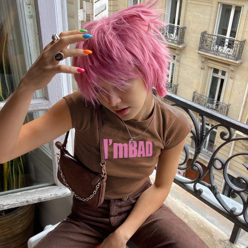 Áo Croptop Tay Ngắn Hoạ Tiết Chữ In Cho Nữ