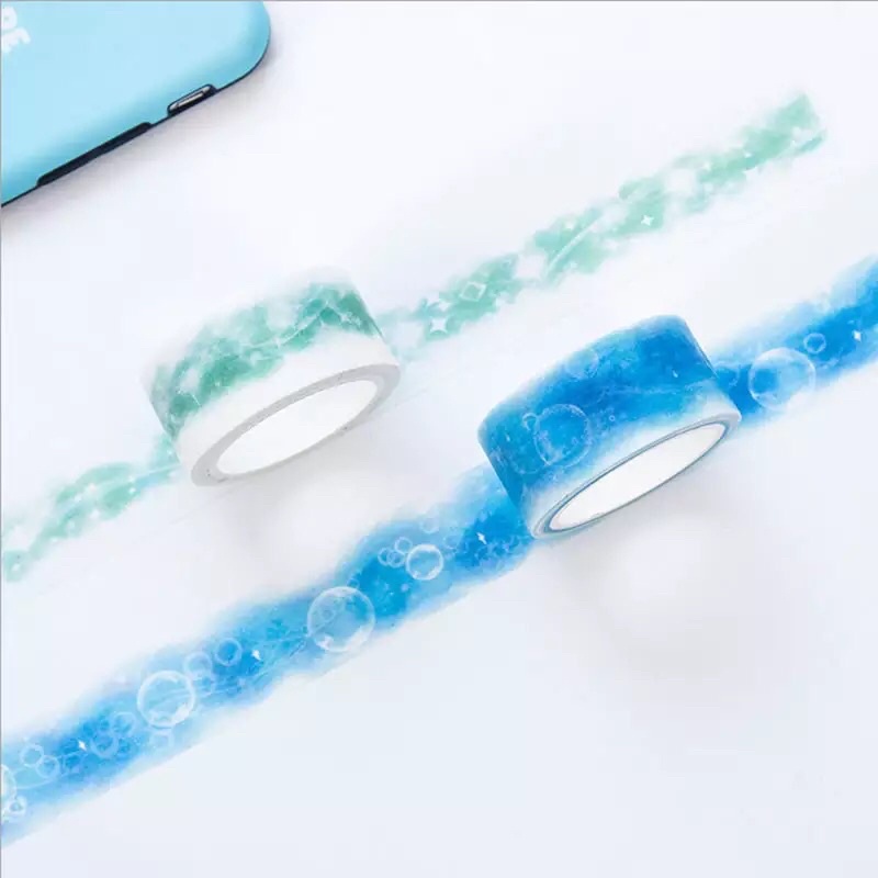 (Chiết) Băng dính washi tape hoạ tiết bong bong nước đáng yêu