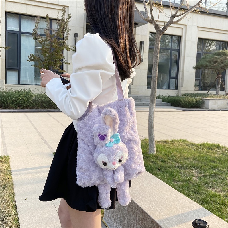 Túi Xách Da pu Cỡ Lớn Họa Tiết Thỏ / Vịt Hoạt Hình Đáng Yêu Cho Nữ