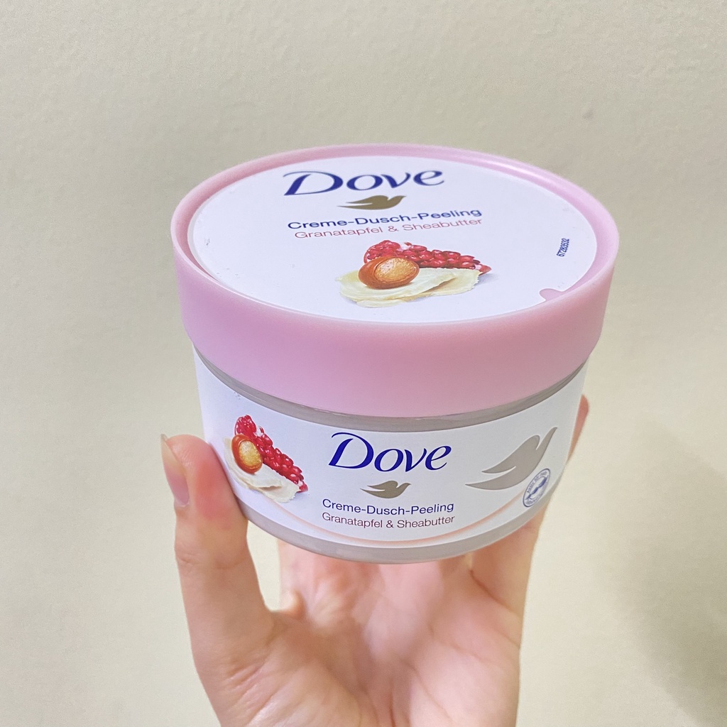 Tẩy tế bào chết Dove Lựu bơ và MACCDAMIA sữa gạo bản Đức 225ml