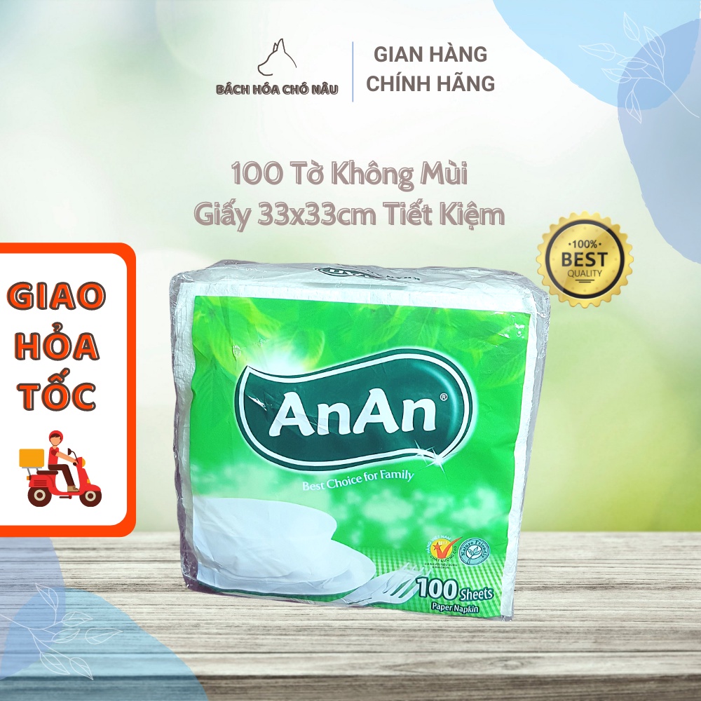 Giấy Ăn Vuông An An Gói 100 Tờ 33x33cm Không Mùi Siêu Tiết Kiệm [ Hàng Mới Chính Hãng]