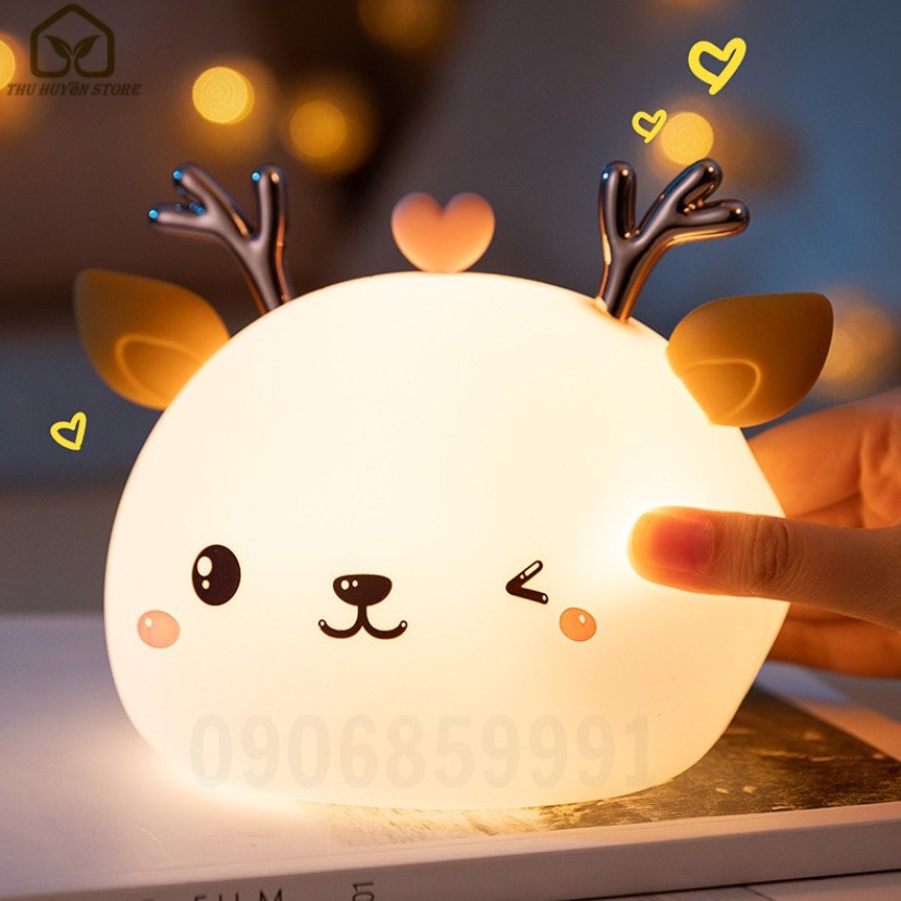 💖 Đèn Ngủ Silicon Hình Dáng Tuần Lộc Dễ Thương Có Điều Khiển Từ Xa - Đèn Decor Trang Trí Thay Đổi 20 Màu Sáng Liên Tục 💖