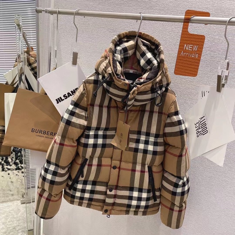 Áo khoác phao thời trang nữ kẻ cổ điển thương hiệu Burberry 2021 cao cấp