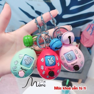 Móc khoá trứng oẳn tù tù tì nút bấm trò chơi dân gian bao kéo búa độc đáo