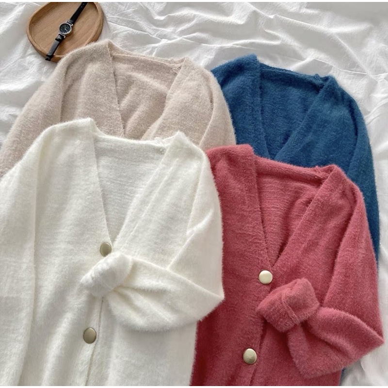 Cardigan len lông cúc đồng