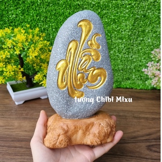 Đá khắc chữ "Nhẫn" thư pháp để bàn