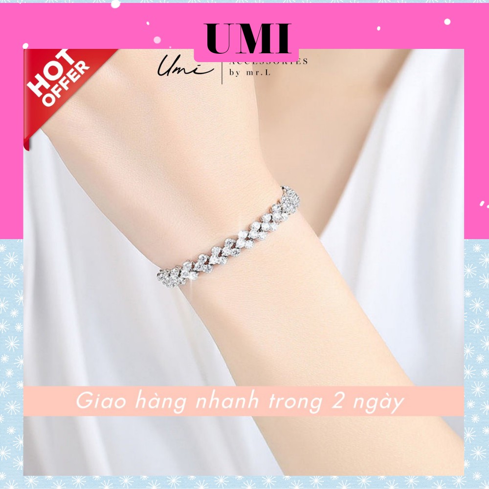 Vòng Tay Lắc Tay Bạc Nữ Đính Đá Sang Trọng UMI SZ02