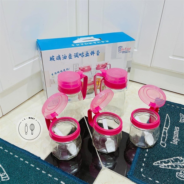 1203HT - SET HŨ THUỶ TINH ĐỰNG GIA VỊ