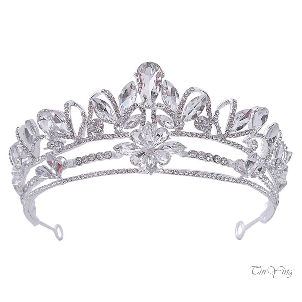 GETNOIVAS Vương Miện Cài Tóc Pha Lê Màu Trắng 16.00 * 14.00 * 5.50cm Cho Cô Dâu