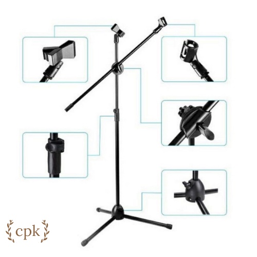 Chân đế kẹp micro BOM MIC STAND, giá đỡ mic đứng phòng thu, sân khấu chuyển nghiệp
