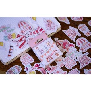 Bộ hình dán Sticker Du Lạc Viên 50 miếng đáng yêu trang trí tranh, sổ tay, planner