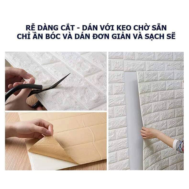 Xốp Dán Tường 3D Giả Gạch 70x77cm. Keo Siêu Chắc, Cực Đẹp, Độ Bền 5 năm