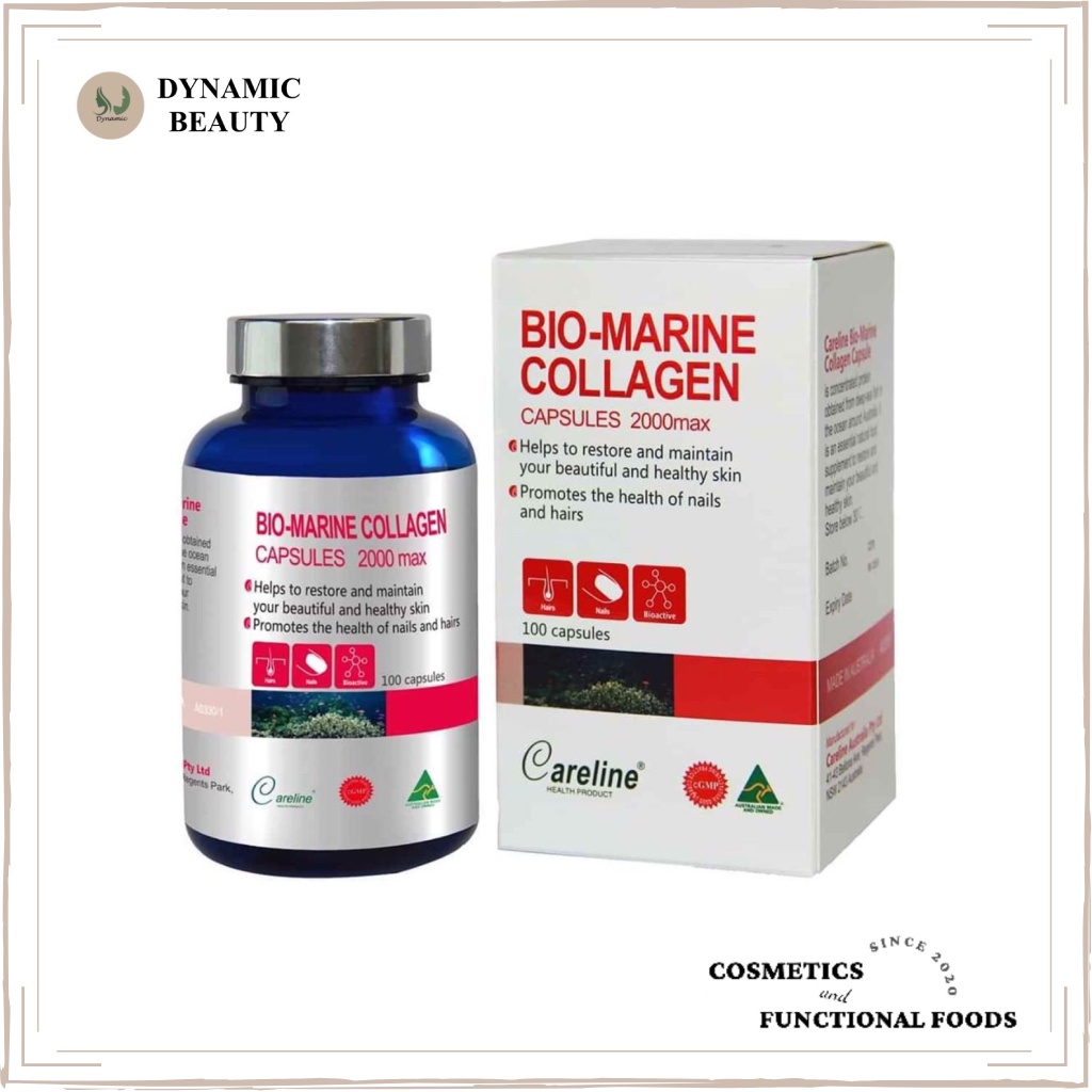 Viên uống đẹp da Careline bio marine collagen 2000max 100 viên bổ sung collagen, chống lão hóa của Úc