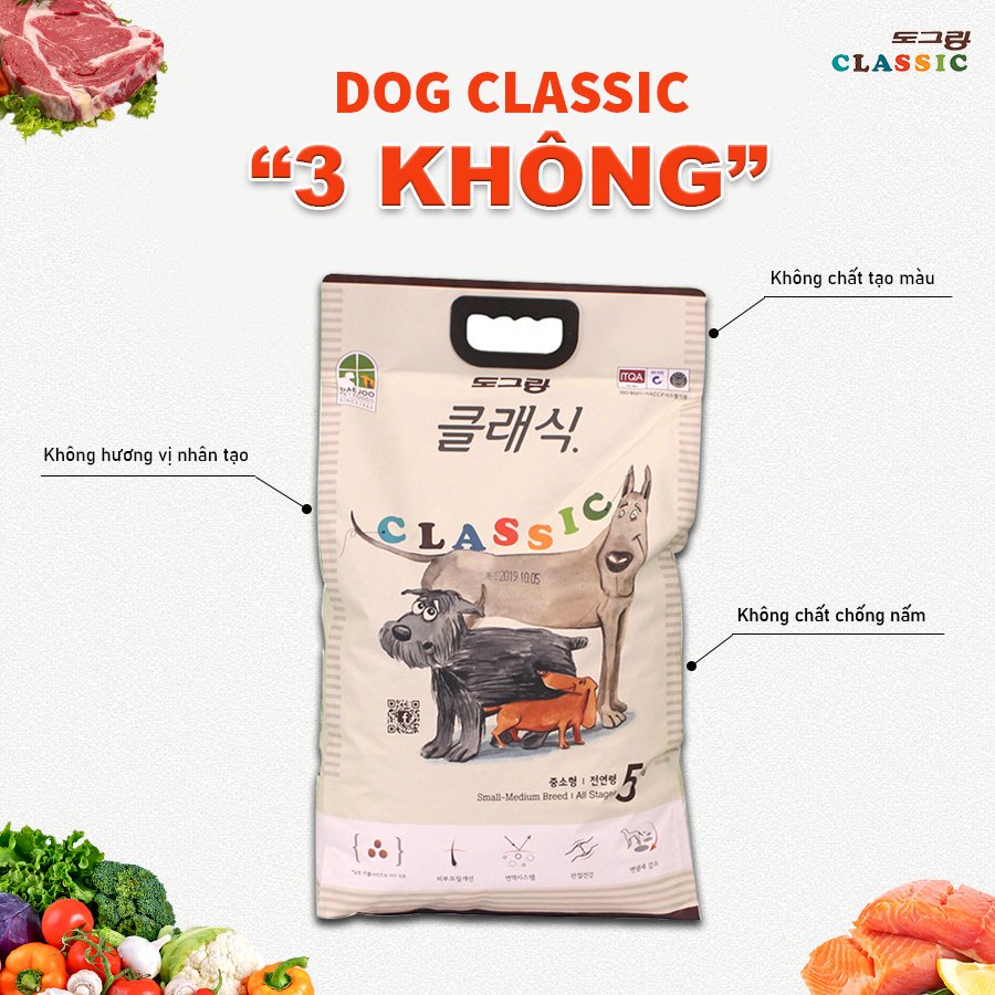 Thức ăn hạt cho chó 5kg Dograng Classic - thức ăn cho cho con và chó trưởng thành giúp đầy đủ dưỡng chất nhất