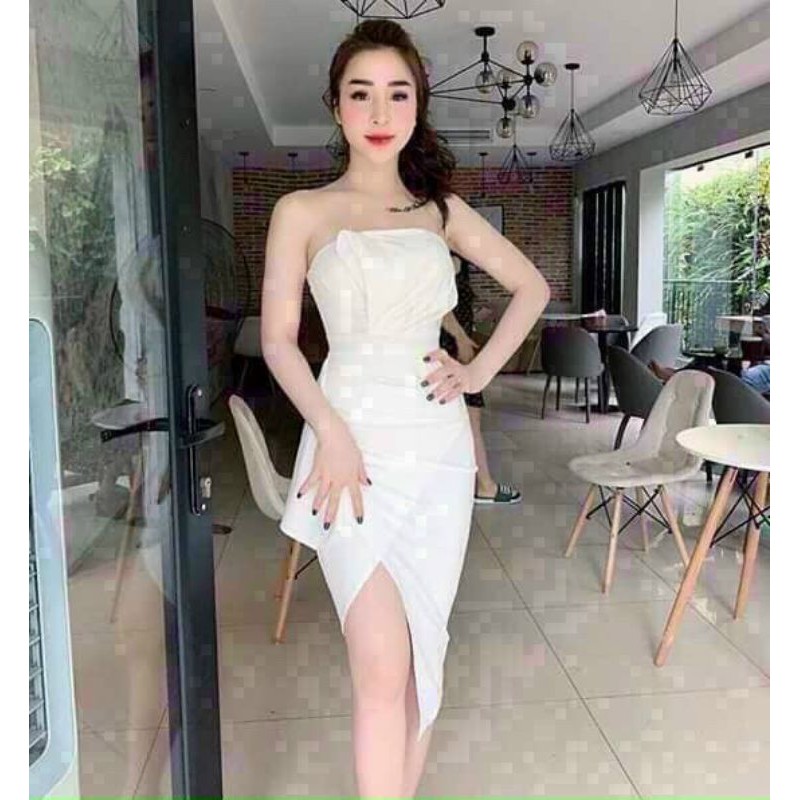 Đầm body cúp ngực xếp ly xẻ tà thời trang
