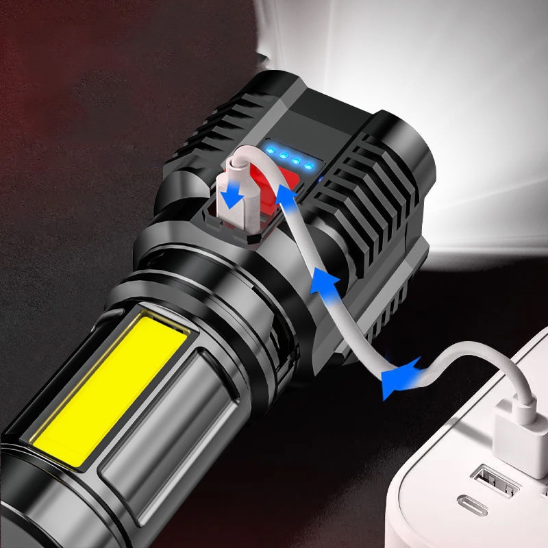 Đèn LED COB 5 Bóng Siêu Sáng Đa Năng Chống Thấm Nước Có Thể Sạc Lại Tiện Dụng