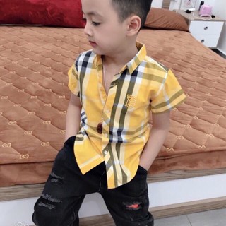 áo sơ mi bbr cộc tay cho bé trai