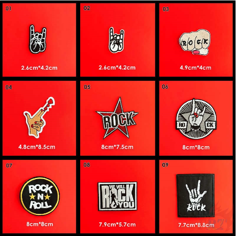 Miếng vá ủi thêu trang trí quần áo thiết kế Rock &amp; Roll